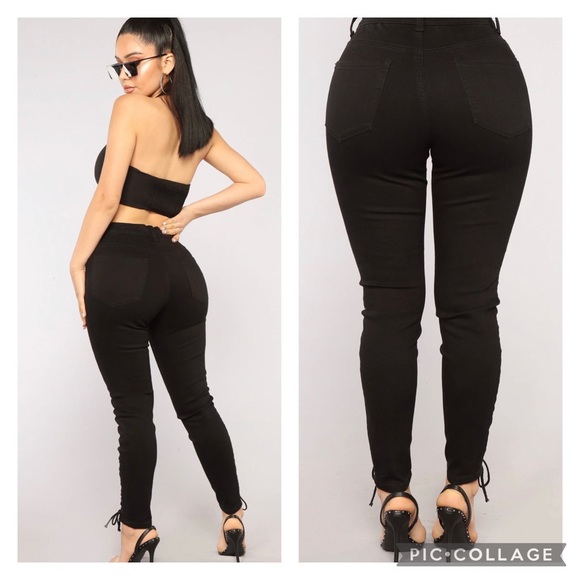 👯♀️Host Pick⚡️Fashion Nova Back on Top Lace Up Jeans - Picture 3 of 10